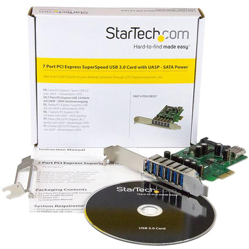 Startech 7 Port Usb 3 0 Pci Express 2 0 X1 Card Pexusb3s7 B H