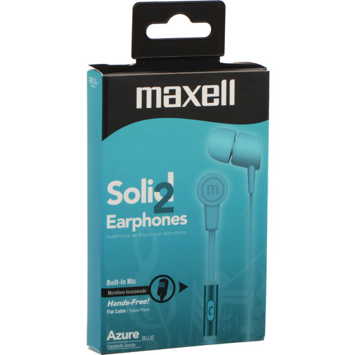 Maxell Solid 2 Earphones with Microphone Blue 347694 B H Photo