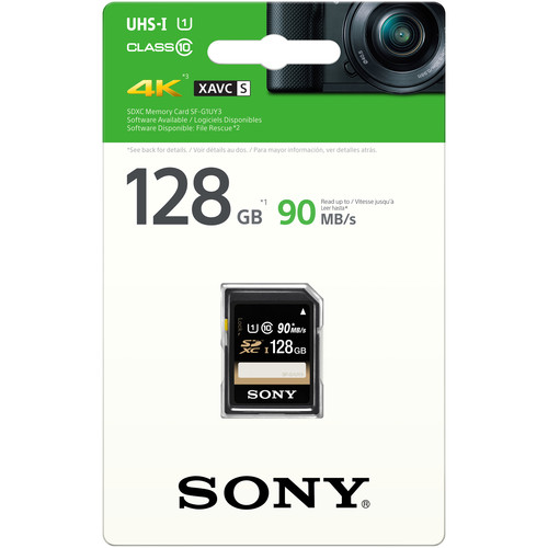 Sony 128GB SF-UY3 Series UHS-I SDXC Memory Card SF-G1UY3/TQ B&H