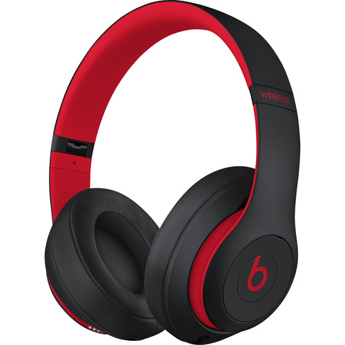 black and red bluetooth headphones