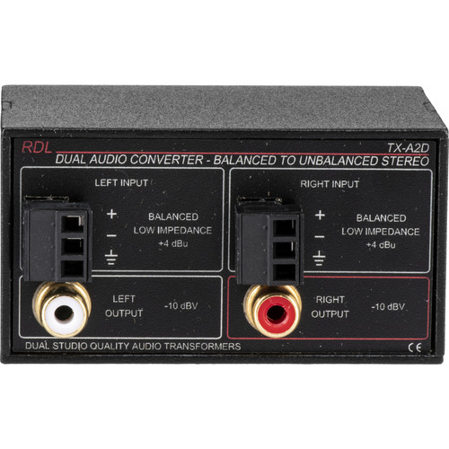 RDL TX-A2D Stereo Balanced to Unbalanced Signal Converter TX-A2D