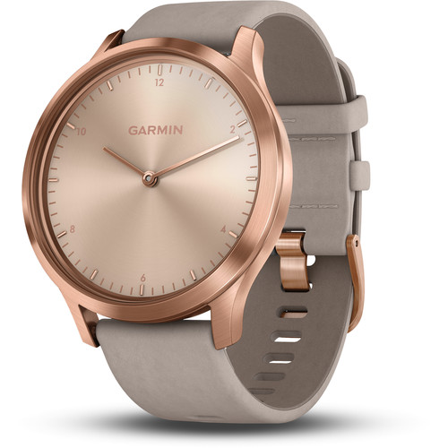 garmin vívomove hr premium rose gold gray suede