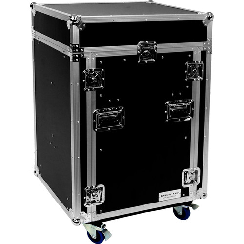 DeeJay LED 11 RU Slant Mixer Rack / 16 RU Vertical Rack System Combo Case  with Caster Board and Two Tables