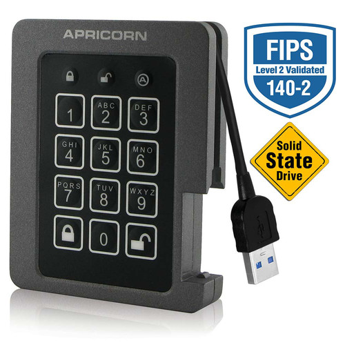 Used Apricorn Aegis 2TB Padlock USB 3.0 Solid ASSD-3PL256-2TBF