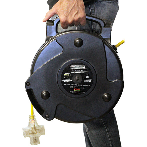 Stage Ninja 14-AWG 3-Outlet Retractable Power Reel STX-75-3 B&H