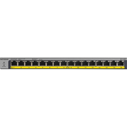 NETGEAR 16-Port Gigabit Ethernet Unmanaged PoE Switch (GS116LP) - with 16 x  PoE+ @ 76W Upgradeable, Desktop/Rackmount, and ProSAFE Limited Lifetime  Protection Network Switch - NETGEAR 