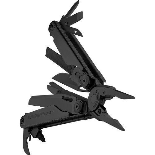 Leatherman Surge Multi-Tool, Blade Type Serrated, Blade Length 3 1/8 in,  Black Oxide, 21 Functions 830278