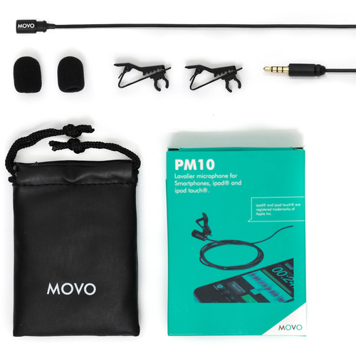 Movo PM10 | Black or White Lavalier Movo Microphone for Smartphones