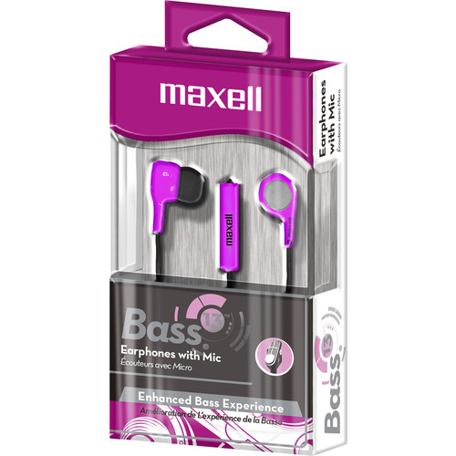 Maxell Bass 13 Earphones (Purple) 199730 B&H Photo Video