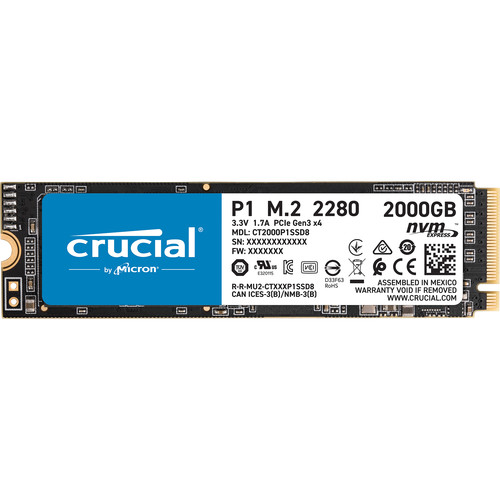 Crucial 2TB P1 NVMe M.2 2280 Internal SSD CT2000P1SSD8 B&H Photo