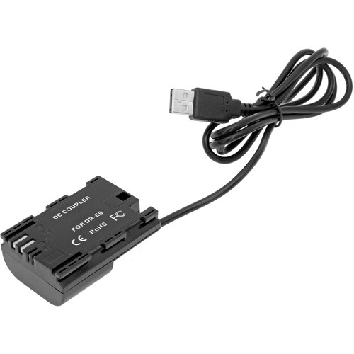 GyroVu USB to Canon LP-E12 Dummy Battery Intelligent Cable with 3.1A Power Supply 40, DC Couplers Only, Source