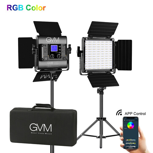 GVM 800D RGB LED Light Panel 2 Light Kit