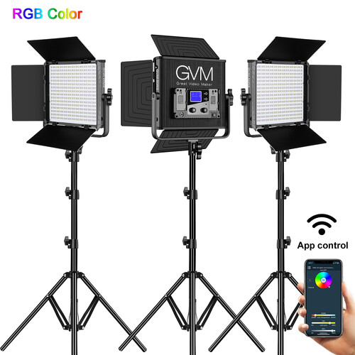 GVM 680RS RGB LED Studio Video Light 3-Video-Light-Kit - GVM