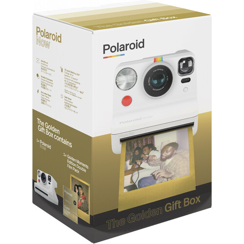 Polaroid Now Black I-Type Instant Camera - Golden Gift Box Camera + Film  Bundle