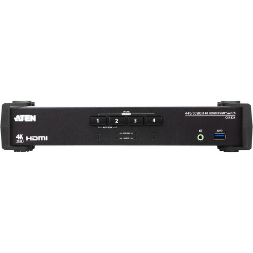 4-Port HDMI 2.0 KVM Switch with Ethernet Port, Audio, USB 3.0