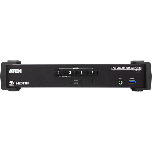 ATEN 4-Port USB 3.0 4K HDMI KVMP Switch with Audio Mixer