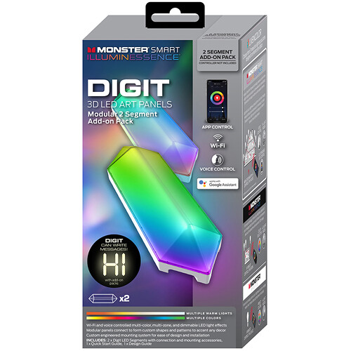 Monster MLB71038RGB PRISM0150 Smart Modular 3D LED Art Panel 2 Panel Add-On  Pack