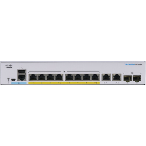 Cisco CBS250-8FP-E-2G 8-Port Gigabit PoE+ Compliant Managed Switch with  SFP/RJ45 Combo (120W)