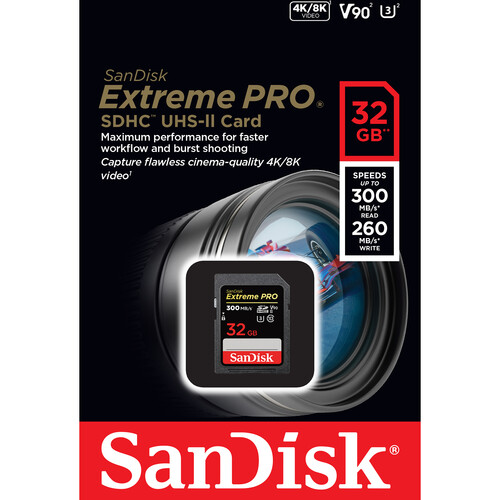 Carte Mémoire SD SanDisk Extreme PRO 32 Go UHS-II Classe 10 U3 SDHC jusqu'à  300Mo/s SDSDXPK-032G - Carte mémoire SD - Achat & prix