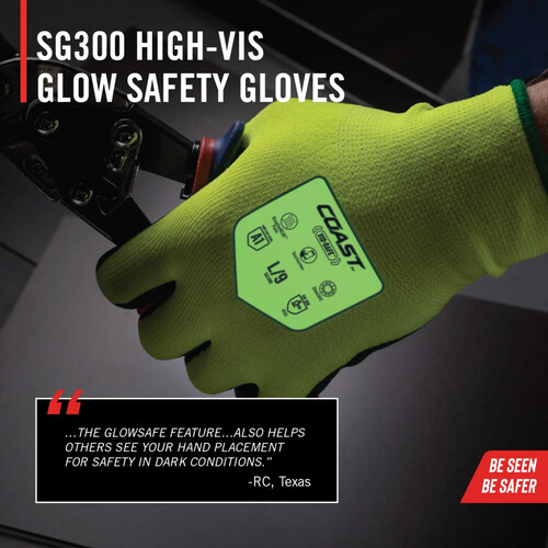 Coast Crew SG400 Hi-Vis Glow Safety Gloves (Large)