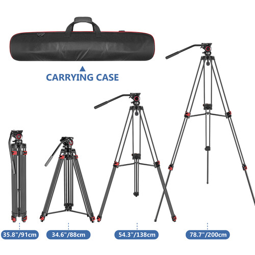 NEEWER GM88 74 Heavy Duty Aluminum Alloy Video Tripod - NEEWER