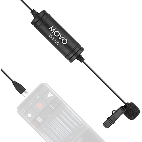 Movo Photo LV1-UC Digital Omnidirectional Lavalier Microphone with USB  Type-C Connector for Smartphones