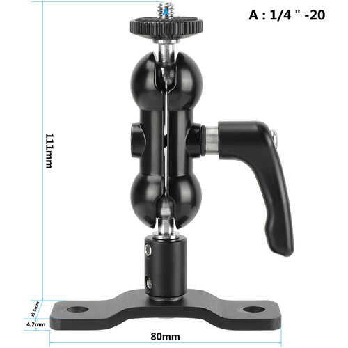 CAMVATE 360 Degree Rotating Double Ball Head Micro Rod Mount with 1/4-20  Nuts C1565