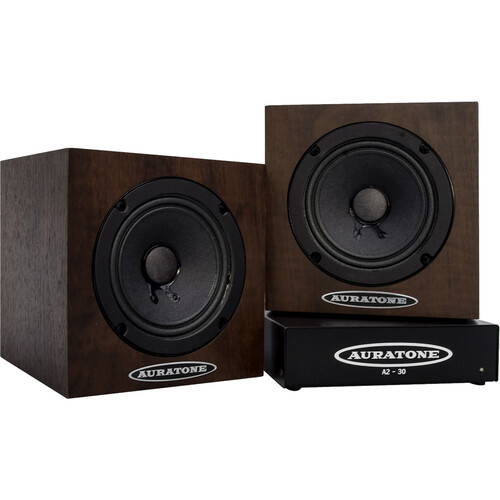 Auratone 5C Super Sound Cubes and A2-30 Amp Bundle (Mahogany Laminate  Finish, 2 Speakers, 1 Amp)