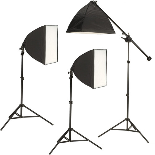 Smith-Victor TST24 24 Shooting Table Kit with Floor Stand and Three LED Light Softboxes