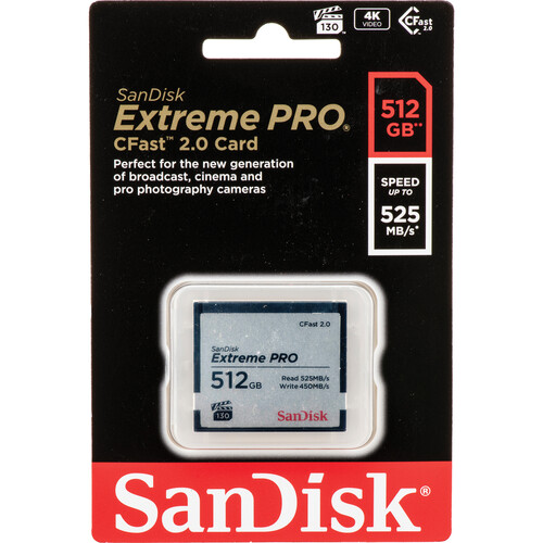 SanDisk 512GB Extreme PRO CFast 2.0 Memory Card SDCFSP-512G-A46D