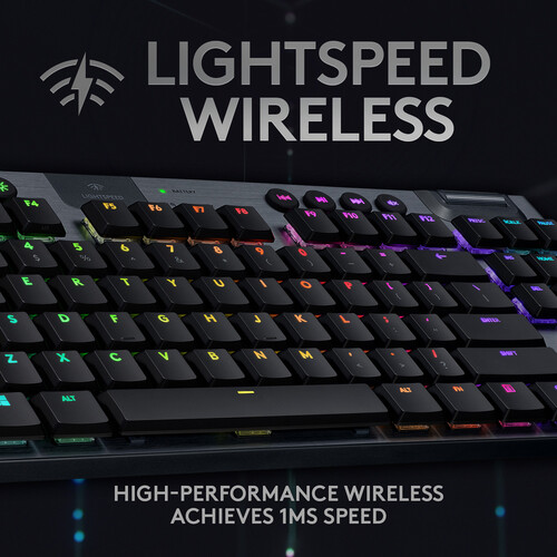 Logitech 920-009512 G915 TKL Tenkeyless Lightspeed Wireless RGB Mechanical Gaming Keyboard Linear, Black