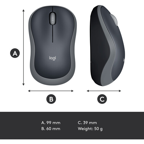 effektivitet kasseapparat audition Logitech M185 Wireless Mouse (Swift Gray) 910-002225 B&H Photo
