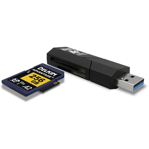Delkin Devices USB 3.1 Gen 1 SD & microSD A2 Memory DDREADER-55