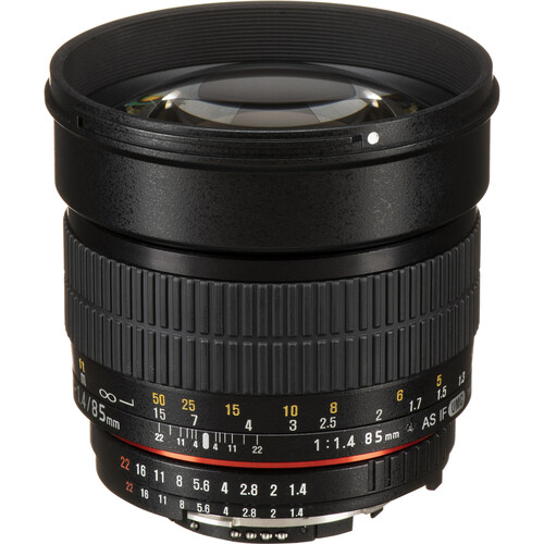 Rokinon 85mm f/1.4 AS IF UMC Lens for Nikon F with AE Chip