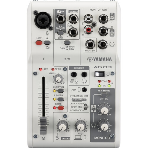 Yamaha AG03MK2 3-Channel Mixer & USB Audio Interface (White)