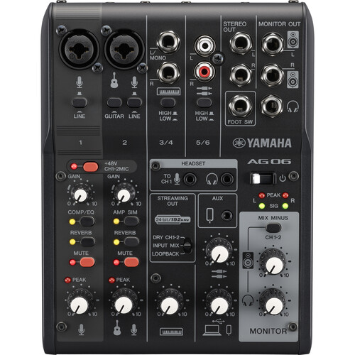 Yamaha AG06MK2 6-Channel Mixer and USB Audio Interface (Black)