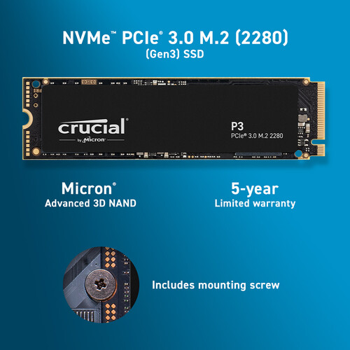 Crucial 2TB P3 NVMe PCIe 3.0 M.2 Internal SSD