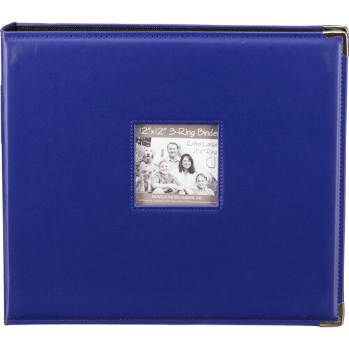 Pioneer 3-Ring Sewn Leatherette Album 12X12-Bright Blue - 023602642652