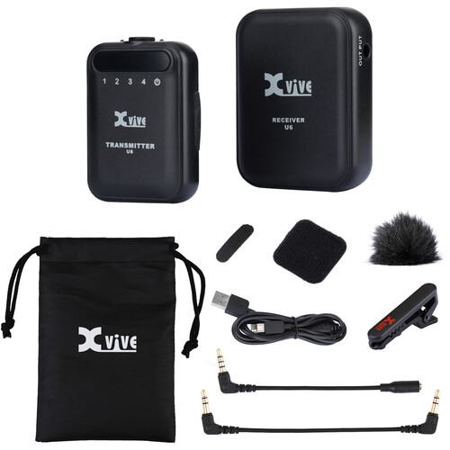 Kameralar ve Akıllı Telefonlar için Xvive Audio U6 Kompakt Dijital Kablosuz Mikrofon Sistemi (2,4 GHz)
