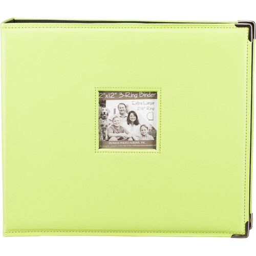 Pioneer Photo Albums T-12JF 12x12 3-Ring Binder Sewn Leatherette Silver  Tone Corner Scrapbook (Green)
