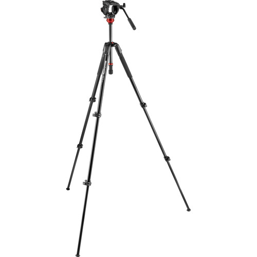 Manfrotto 500 Fluid Video Head with 190X Video Aluminum Tripod & Leveling  Column Kit