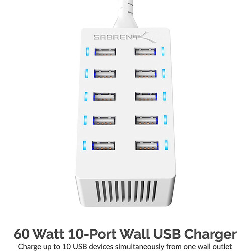 10-Port USB Charging Station