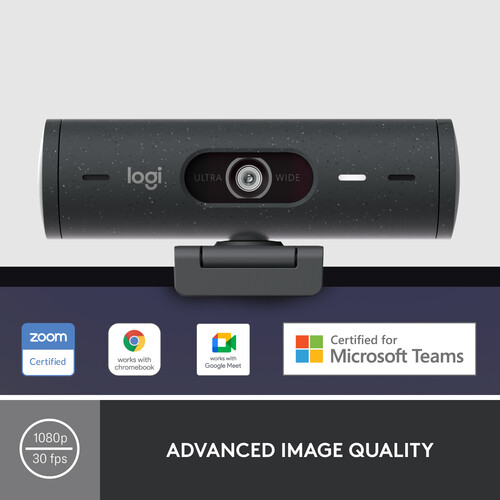 Logitech Brio 500 1080p Full HD Webcam (Graphite) 960-001493 B&H