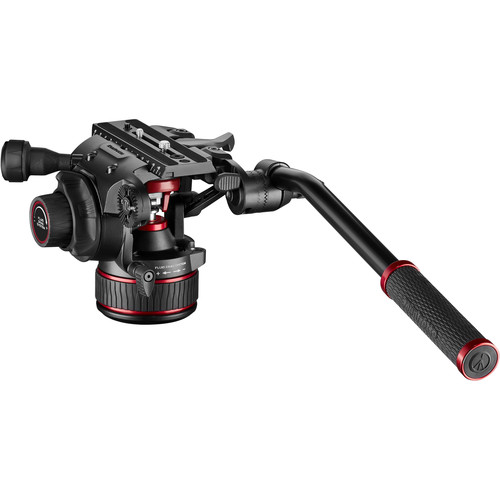 Manfrotto 608 Nitrotech Fluid Video Head and Aluminum Twin Leg Tripod with  Middle Spreader