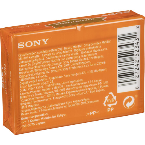 Cinq cassettes vidéo numériques Sony Premium Mini DV 60 minutes