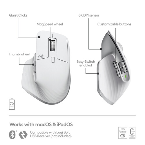 kål Læge Disciplin Logitech MX Master 3S for Mac Wireless Mouse 910-006570 B&H