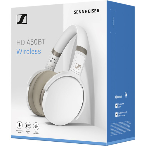 Sennheiser HD 450BT Noise-Canceling Wireless Over-Ear Headphones (White)