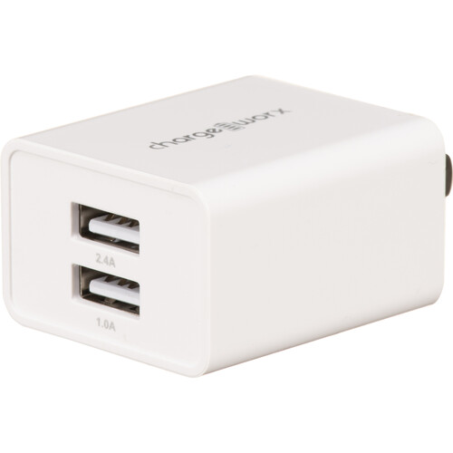 ChargeWorx Dual USB Type A Wall Charger White CHA CX2603WH B H