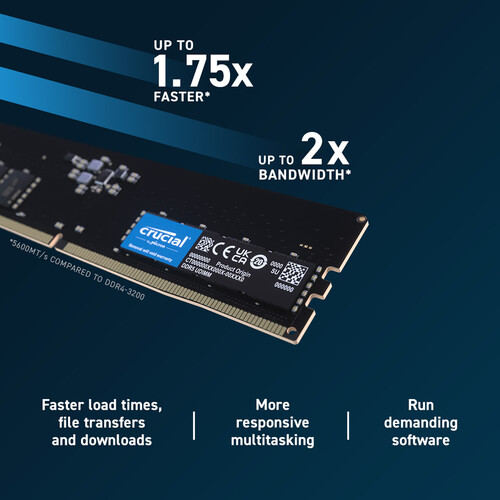 Crucial 32GB Desktop DDR5 5200 MHz UDIMM Memory CT2K16G52C42U5