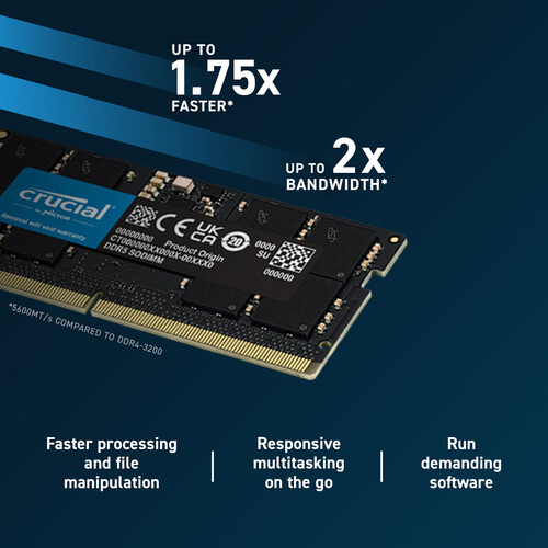 Crucial 32GB Laptop DDR5 5600 MHz SO-DIMM Memory CT2K16G56C46S5